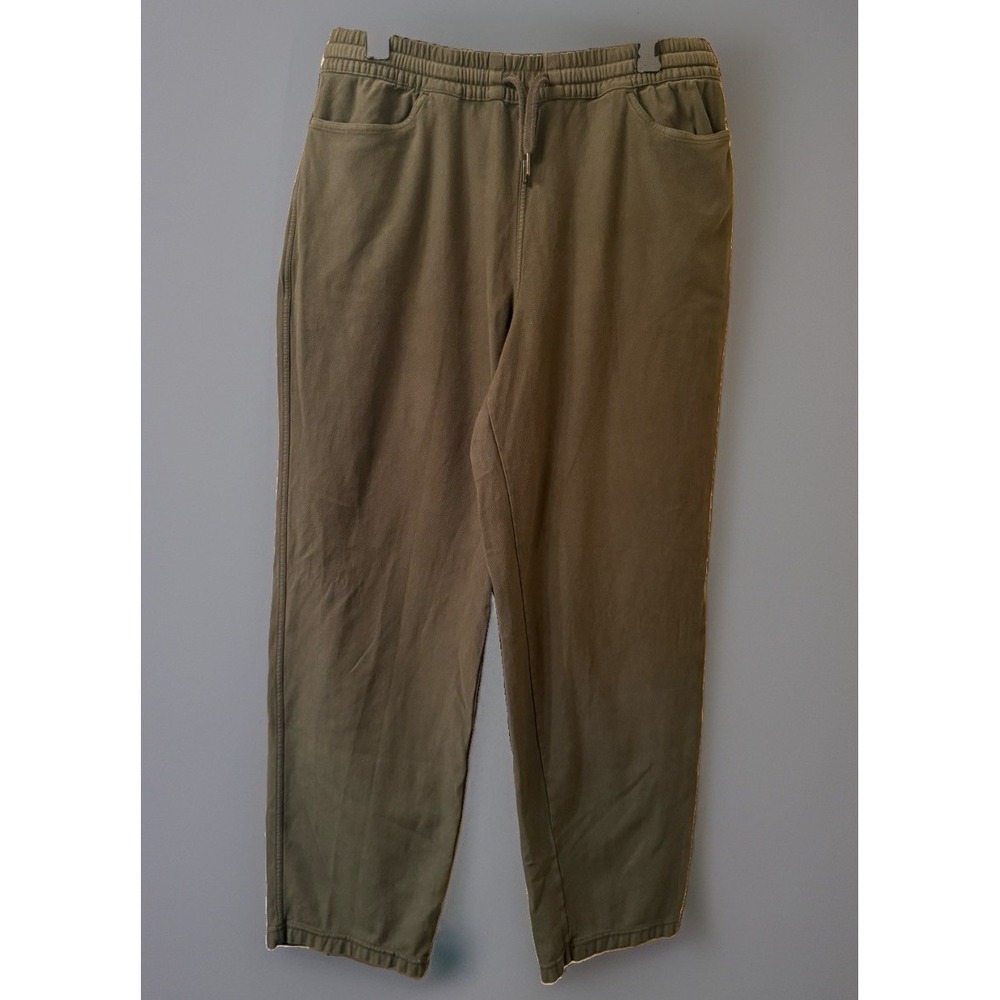 Athleta Farallon Pants Large Tall L/T Olive Green Straight Leg Sweatpants Army
